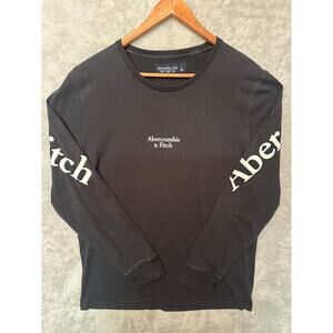 Abercrombie & Fitch Men’s Soft Tee L Black Logo Spell Out Preppy Streetwear